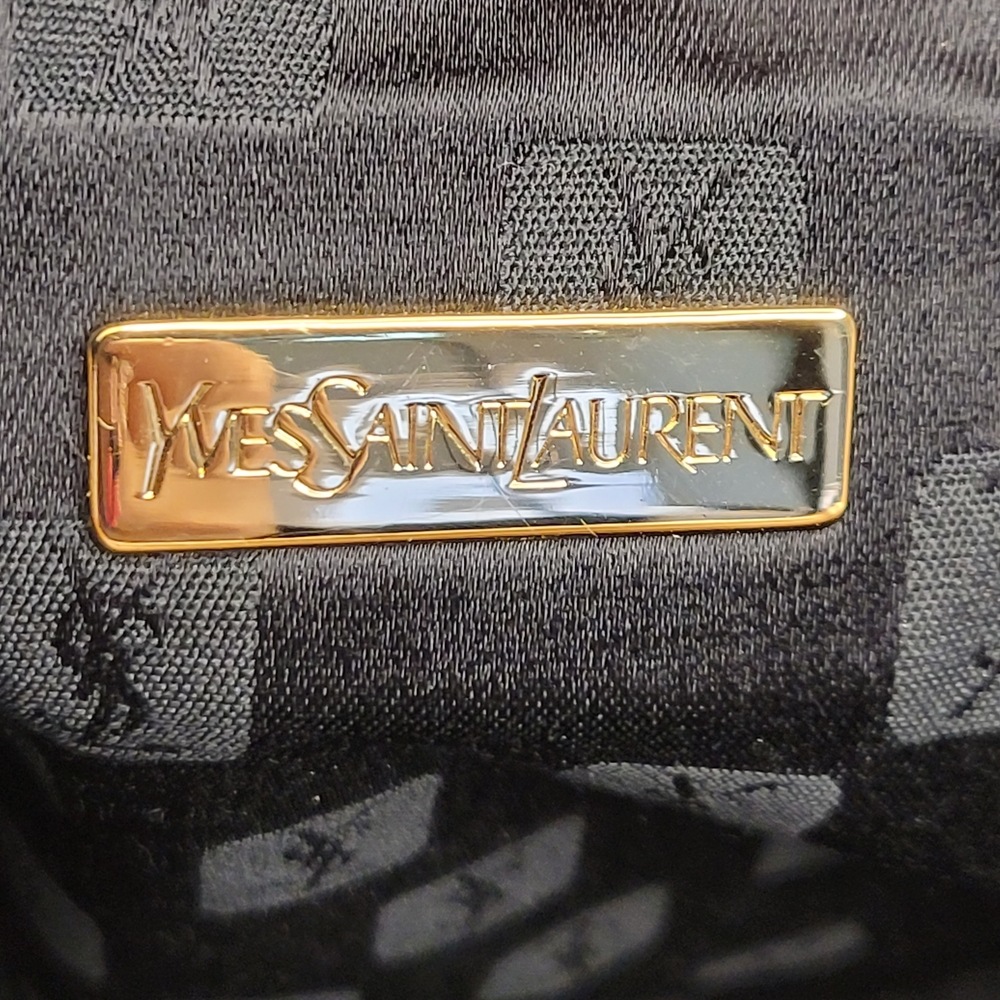 Yves Saint Laurent Cassandra YSL Monogram Tote Bag In Black and Tan - Picture 13 of 16